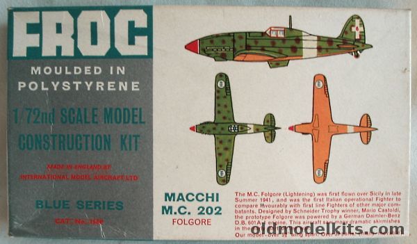 Frog 1/72 Macchi Mc-202 'Folgore' - 'Lightning' - Blue Series, 158P plastic model kit